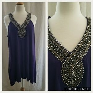Lane Bryant Purple Embellished Tank
